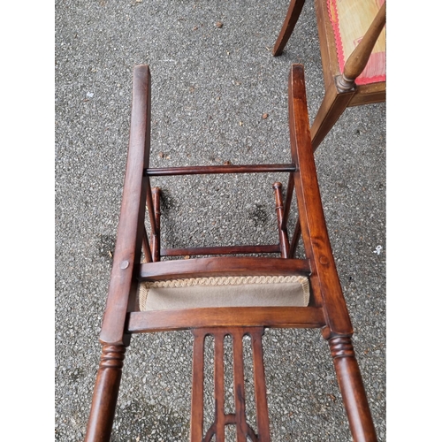 1049 - An Edwardian inlaid armchair; together with another armchair.