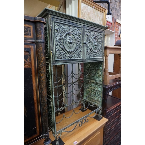 1076 - A verdigris metal wine cabinet, 64.5cm wide. 