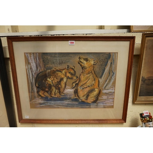 1094 - Beryl C Maile, 'Brown Bears', signed and dated '60, pastel, 34 x 52.5cm. Provenance: The Pastel Soci... 