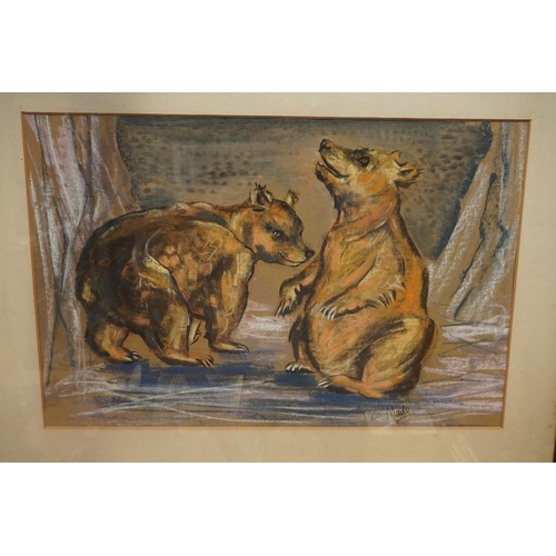 1094 - Beryl C Maile, 'Brown Bears', signed and dated '60, pastel, 34 x 52.5cm. Provenance: The Pastel Soci... 