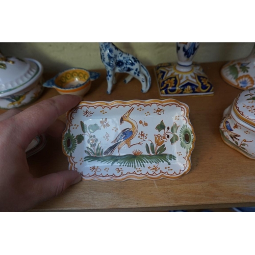 1097 - A collection of Continental faience pottery, mostly French, largest 16.5cm high. (10)... 