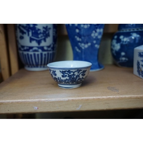 1098 - A collection of Chinese and Japanese blue and white porcelain, largest 27cm high. (12)... 