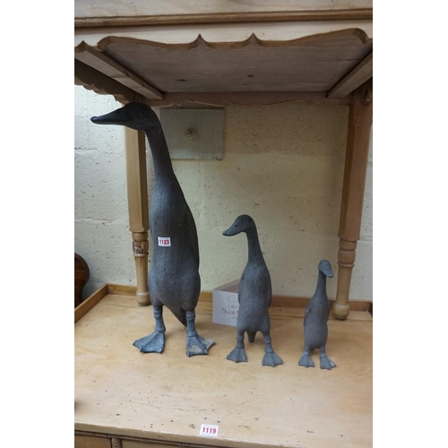 1123 - Studio Pottery: a Suzie Marsh graduated set of three Indian Runner ducks, largest 59cm high, with si... 