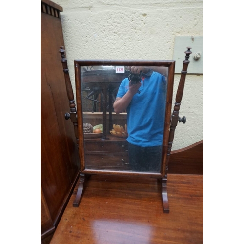 1125 - Three George III mahogany box base toilet mirrors, two with bone handles; together with another 19th... 