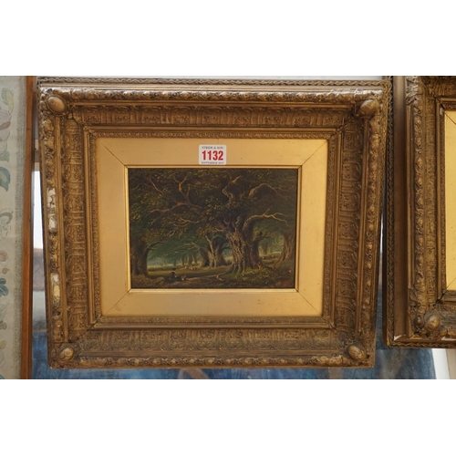 1132 - British School, 19th century, woodland scenes, a pair, oil on canvas, 14 x 19.5cm. (2)... 