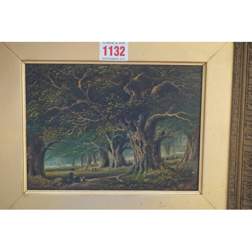 1132 - British School, 19th century, woodland scenes, a pair, oil on canvas, 14 x 19.5cm. (2)... 