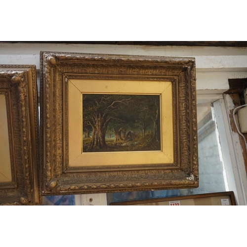 1132 - British School, 19th century, woodland scenes, a pair, oil on canvas, 14 x 19.5cm. (2)... 