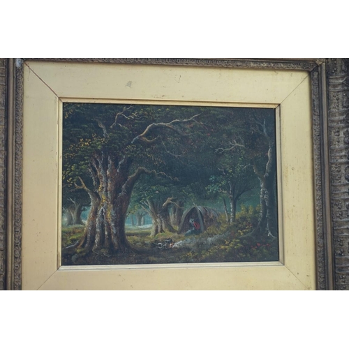 1132 - British School, 19th century, woodland scenes, a pair, oil on canvas, 14 x 19.5cm. (2)... 