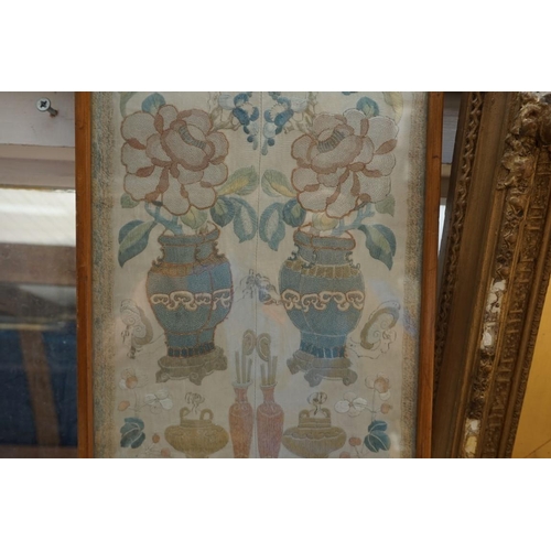 1137 - A 19th century Chinese forbidden stitch silk panel, 48 x 20.5cm. 