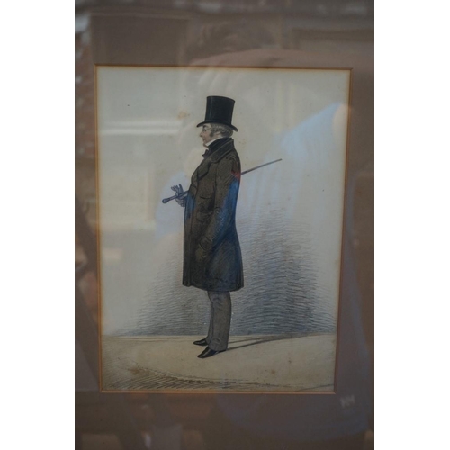 1146 - Attributed to Richard Dighton, a standing silhouette portrait of 'Richard Gilbert about 1860', water... 