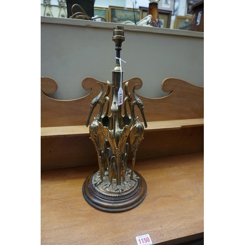 1154 - A brass stalk table lamp, total height 44.5cm. 