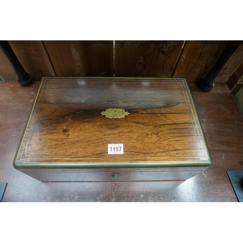 1157 - A 19th century rosewood and brass bound writing slope, 40.5cm wide.