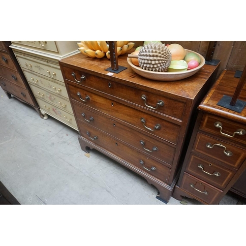 1162 - A George III mahogany caddy top four drawer chest, with chequer strung edging to the top, 84cm ... 