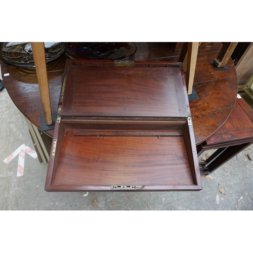 1188 - A large 19th century mahogany writing slope, with Bramah lock and brass countersunk handles to the s... 