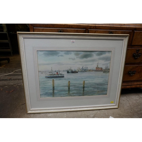 1196 - A Nikolsky, Portsmouth Harbour, signed and dated, watercolour, 38 x 57cm; together with two oth... 