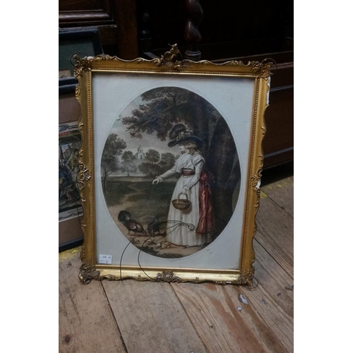 1200A - A small collection of antique gilt framed prints. (8)