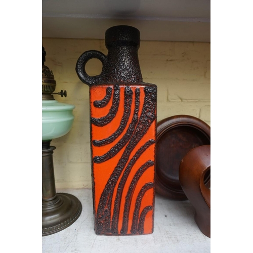 1207 - A large vintage West German 'Fat Lava' pottery jug, 49.5cm high. 