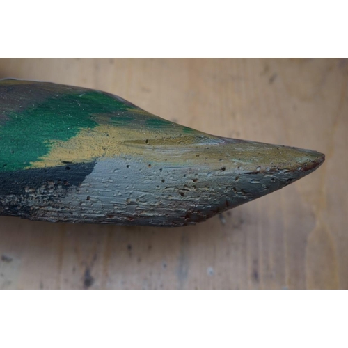 1218 - A painted wood decoy duck, 29.5cm long. 