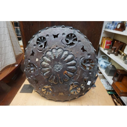 1229 - A pierced copper alms type dish, 45.5cm diameter.... 