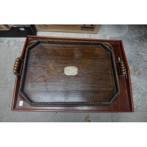 1246 - Four various old trays, largest 61cm wide. 