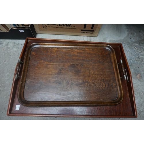 1246 - Four various old trays, largest 61cm wide. 