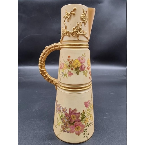 1249 - A Royal Worcester blush ivory ewer, circa 1903, shape no. 1047, 27.5cm high.