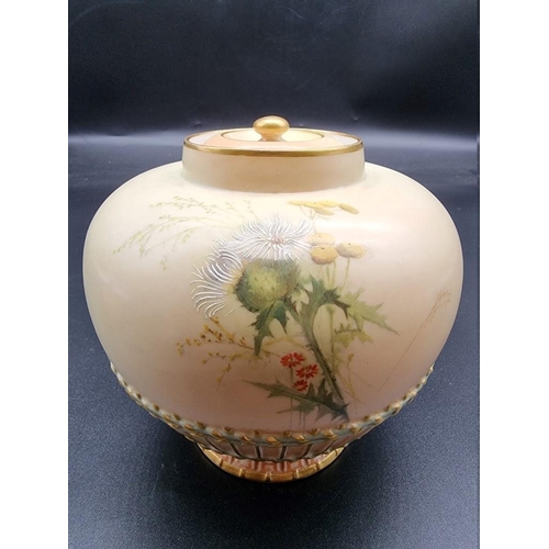 1260 - A Royal Worcester blush ivory pot pourri vase and pierced cover, circa 1907, shape no. 1286, with in... 