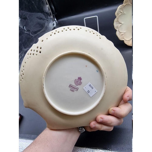 1262 - Two Royal Worcester blush ivory plates, the first circa 1891, shape no. 1426, painted with a butterf... 