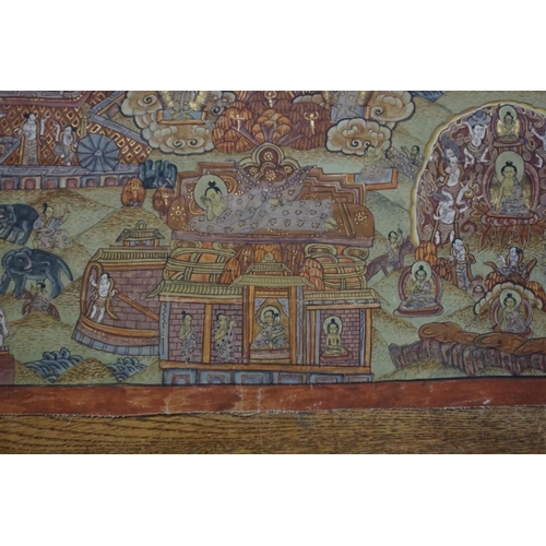 1281 - A Sino-Tibetan thangka, painted with figures in an extensive landscape, 48 x 37cm. ... 