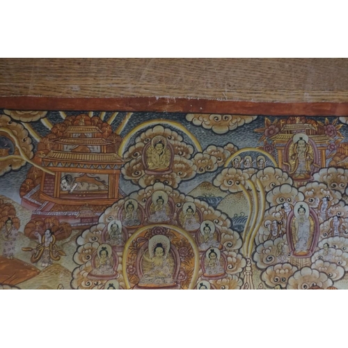 1281 - A Sino-Tibetan thangka, painted with figures in an extensive landscape, 48 x 37cm. ... 