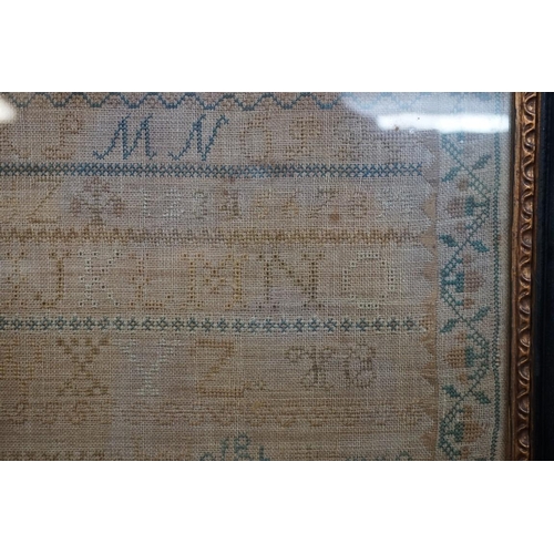 1293 - A Victorian needlework verse sampler, by Henreetta Clark, January 19th 1846, 45.5 x 47cm. ... 