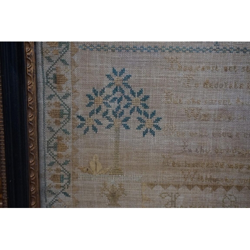 1293 - A Victorian needlework verse sampler, by Henreetta Clark, January 19th 1846, 45.5 x 47cm. ... 