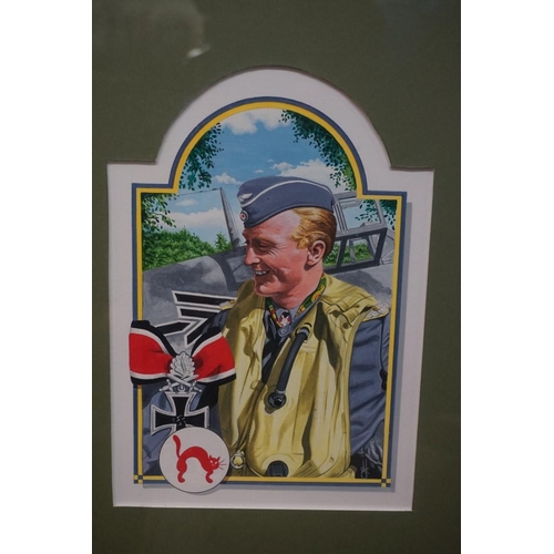 1307 - European School, a set of three painted portraits of World War II fighter pilots, comprising:&n... 