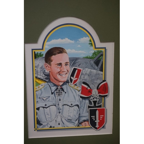 1307 - European School, a set of three painted portraits of World War II fighter pilots, comprising:&n... 