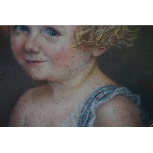 1324 - Thomas Dou..., a set of four portraits of young children, each indistinctly signed, pastel, largest ... 