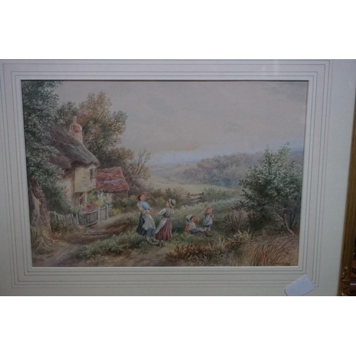 1326 - Bartram Foster, children by a country cottage, a pair, each signed, watercolour, 24 x 34.5cm. ... 