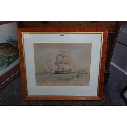 1334 - After O W Brierley, 'HMS Pique', lithograph, 29.5 x 37.5cm; together with two lithographs of Au... 