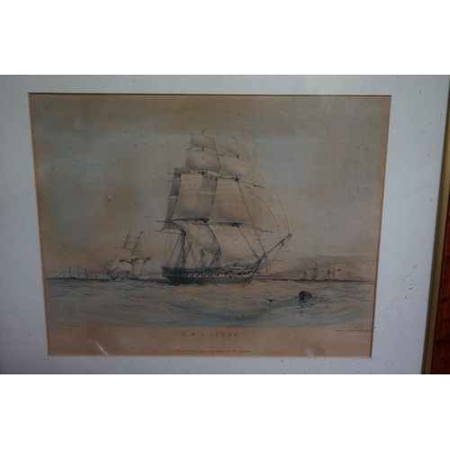 1334 - After O W Brierley, 'HMS Pique', lithograph, 29.5 x 37.5cm; together with two lithographs of Au... 