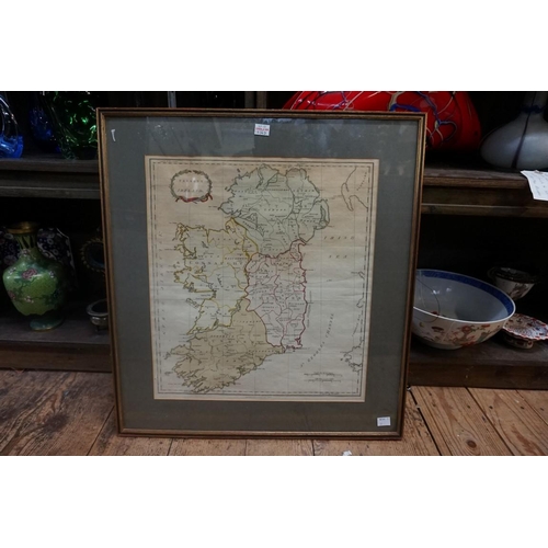 1343 - An antique hand-coloured map of 'Present Ireland', published by T Stackhouse, 42 x 38cm; together wi... 