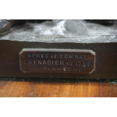 1354 - H Dumaige, 'Avant Le Combat'; 'Apres Le Combat', a pair, signed, bronze, 65cm high.