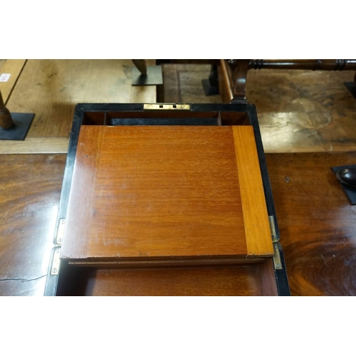 1367 - A Victorian figured walnut writing slope, 30cm wide; together with another Victorian rosewood work b... 