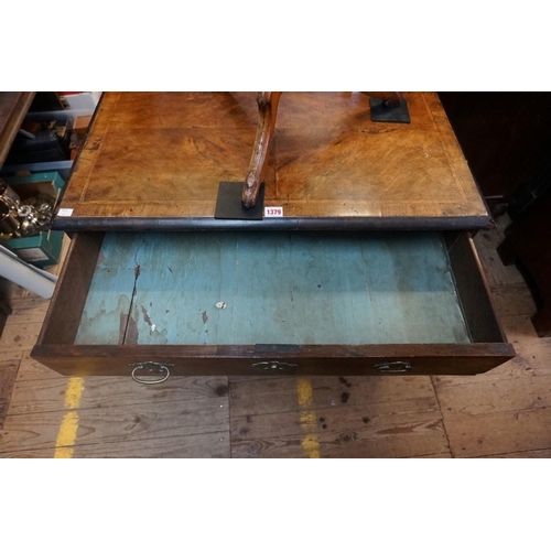 1379 - An 18th century walnut and featherbanded kneehole chest, 79cm wide.