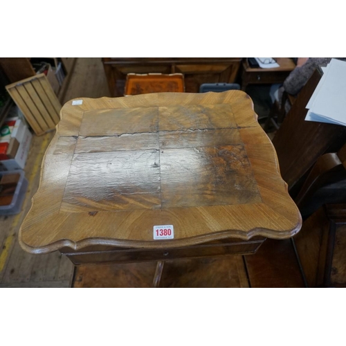 1380 - A 19th century Continental walnut tripod work table, 47.5cm wide.  