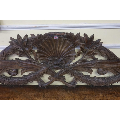 1429 - A large and unusual 19th century Continental carved walnut hall bench, probably Italian, 236.5cm wid... 