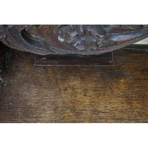 1429 - A large and unusual 19th century Continental carved walnut hall bench, probably Italian, 236.5cm wid... 