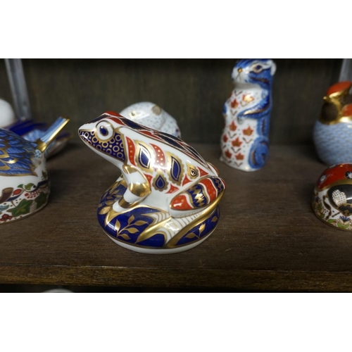 1477 - Twelve Royal Crown Derby Imari paperweights, each with stopper, to include: Armadillo.... 