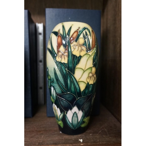 1486 - A pair of Moorcroft 'Bullrushes' pattern vases, 19cm high, each boxed.