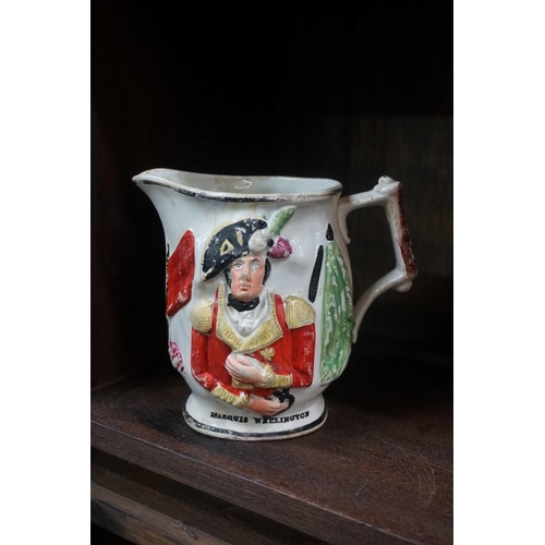 1500 - Of Waterloo Interest: an interesting group of 19th century pottery, comprising: a pearlware Wellingt... 