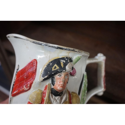 1500 - Of Waterloo Interest: an interesting group of 19th century pottery, comprising: a pearlware Wellingt... 