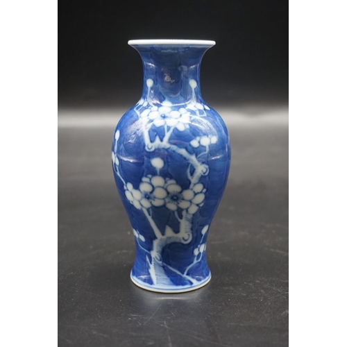 1504 - Two Chinese blue and white prunus vases, the largest of double gourde form, and with Kangxi four cha... 